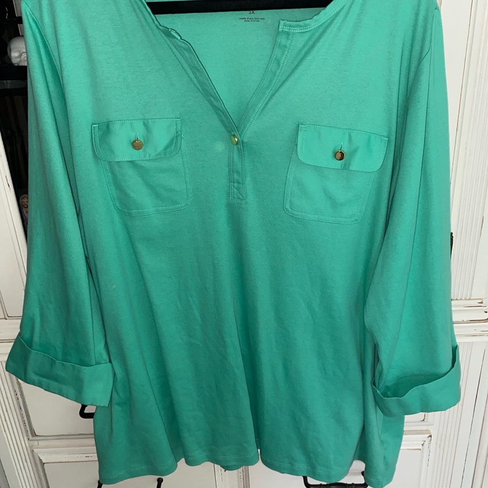 Macy’s Charter Club Green Blouse